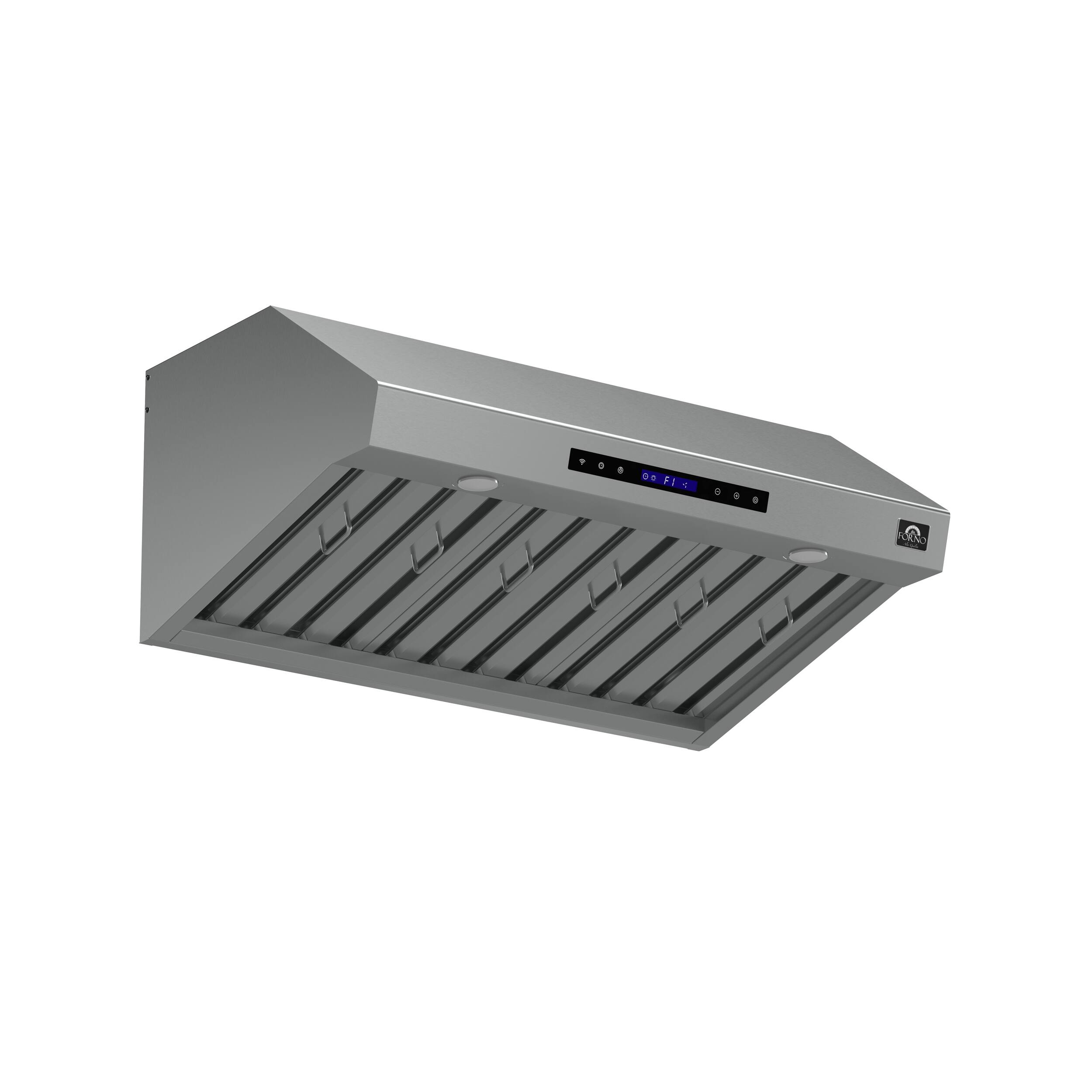 Angle. Forno Appliances - Palazzo 36" Wall-Mounted Ducted Ventilation Range Hood - Silver.