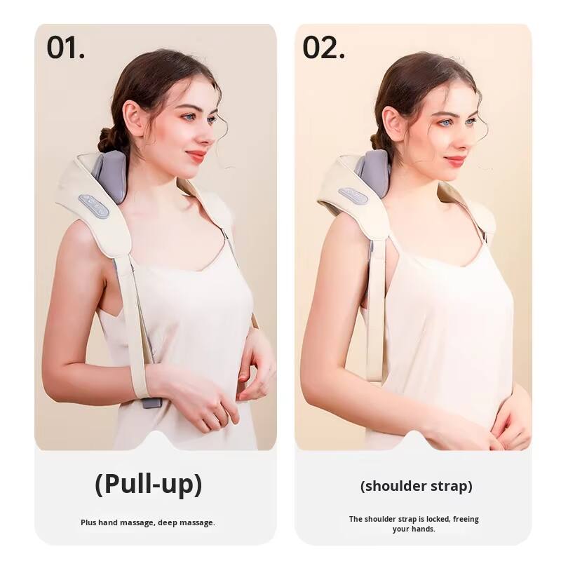 01. (Pull-up)  
Plus hand massage, deep massage.

02. (shoulder strap)  
The shoulder strap is locked, freeing your hands.