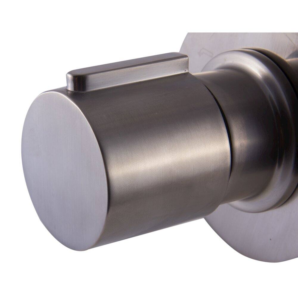 Left. Alfi - Brushed Nickel Modern Round 3 Way Shower Diverter - Brushed Nickel.