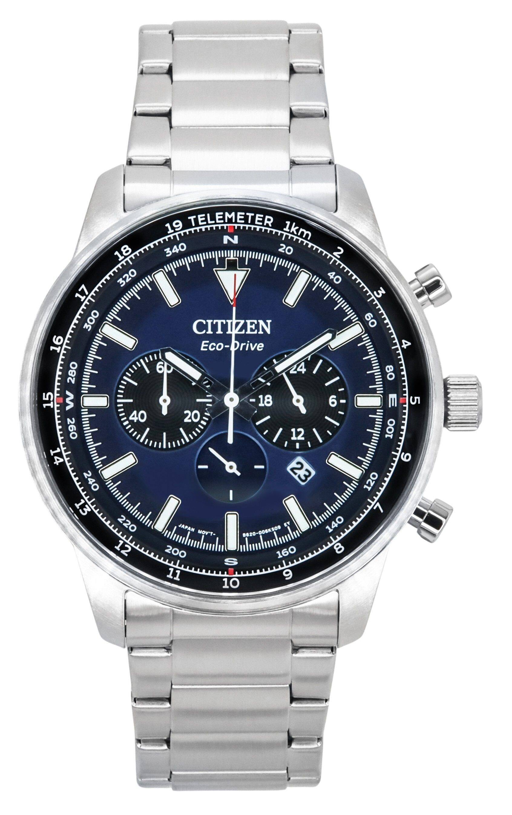 Citizen - Eco-Drive Chronograph Stainless Steel Dial CA4500-91L 100M Men's Watch - Blue