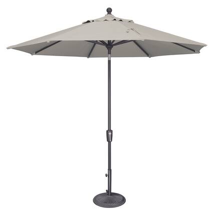 Front. Mondawe - 9' Octagon Patio Umbrella Push Button Tilt Anthracite Frame - Silver.