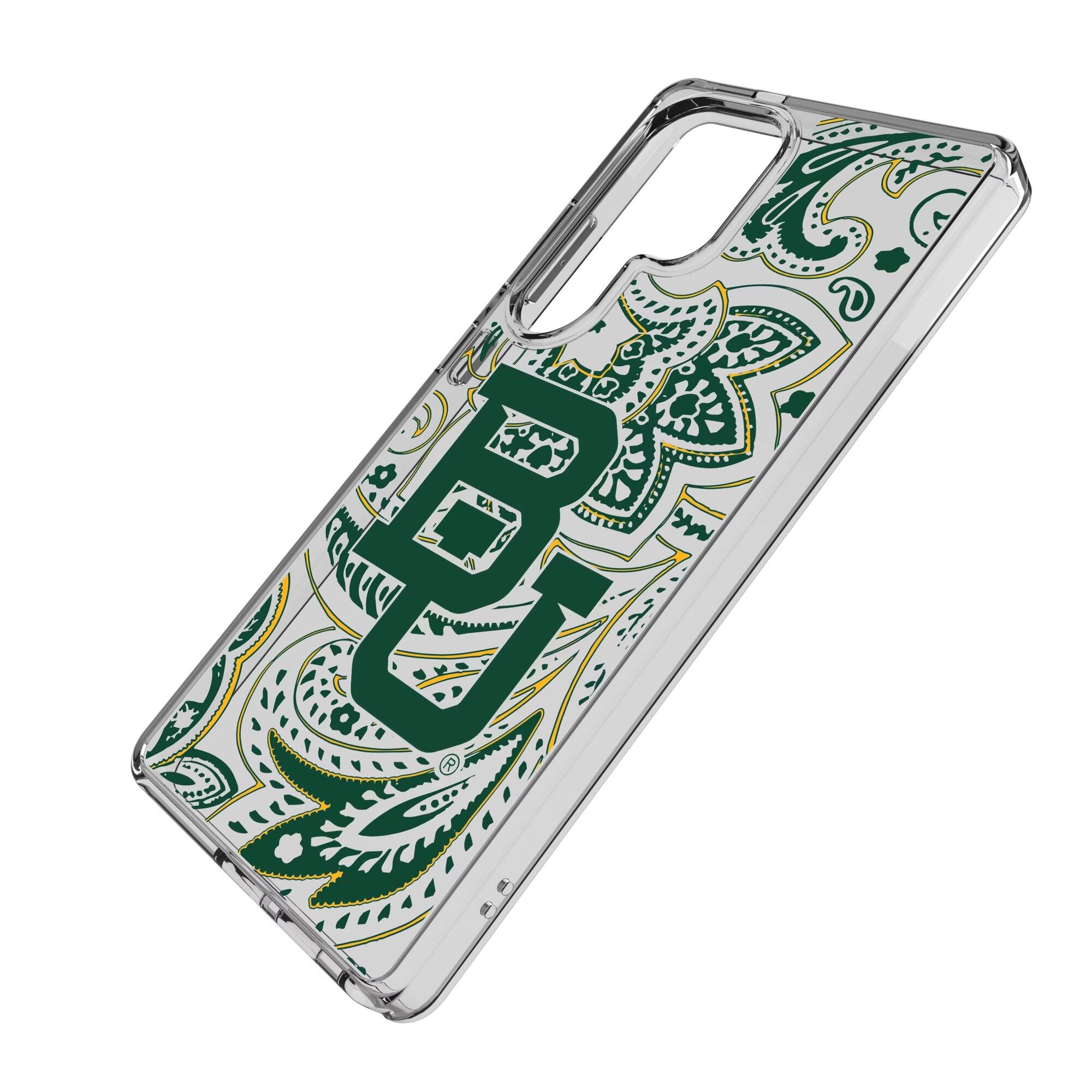 Alt View 1. Keyscaper - Baylor Bears Paisley Galaxy Clear Case - S22 - Multicolor.