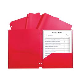 C-Line Products - Two-Pocket Heavyweight Poly Portfolio Folder, 3-Hole Punch, 11 x 8.5, Red, 25/Box
