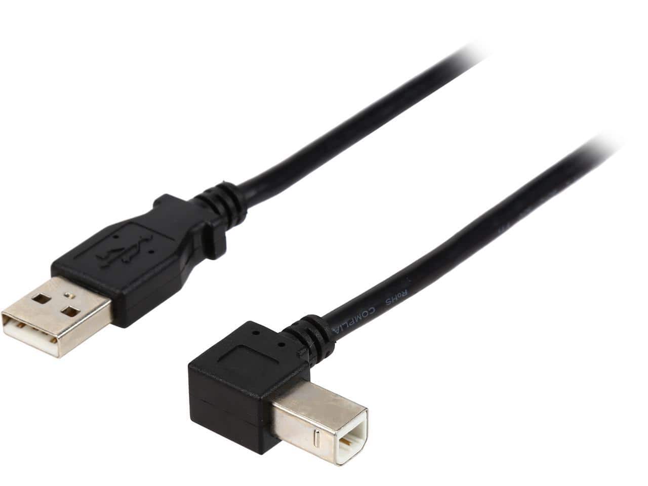 StarTech.com - USBAB1ML Black USB 2.0 A to Left Angle B Cable
