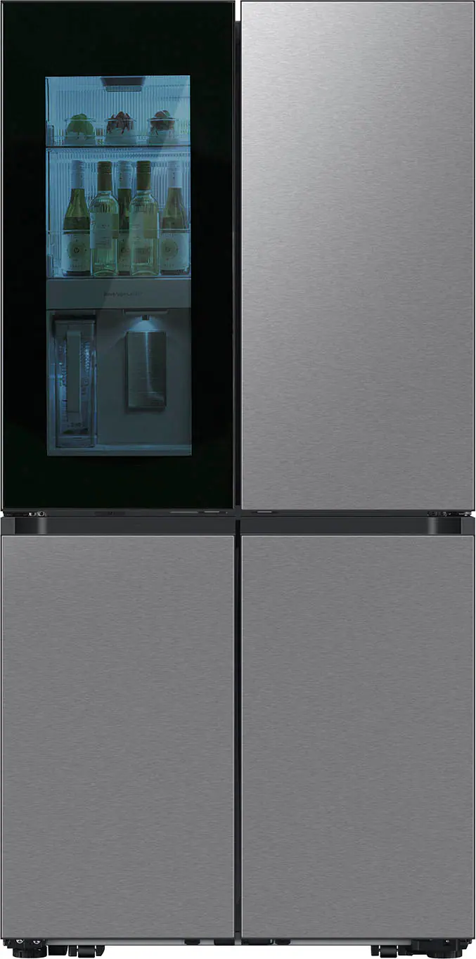 Samsung - 36 in. Wide Bespoke 29 Cu. Ft. 4-Door Flex French Door Refrigerator with Auto Open Door - Stainless Steel