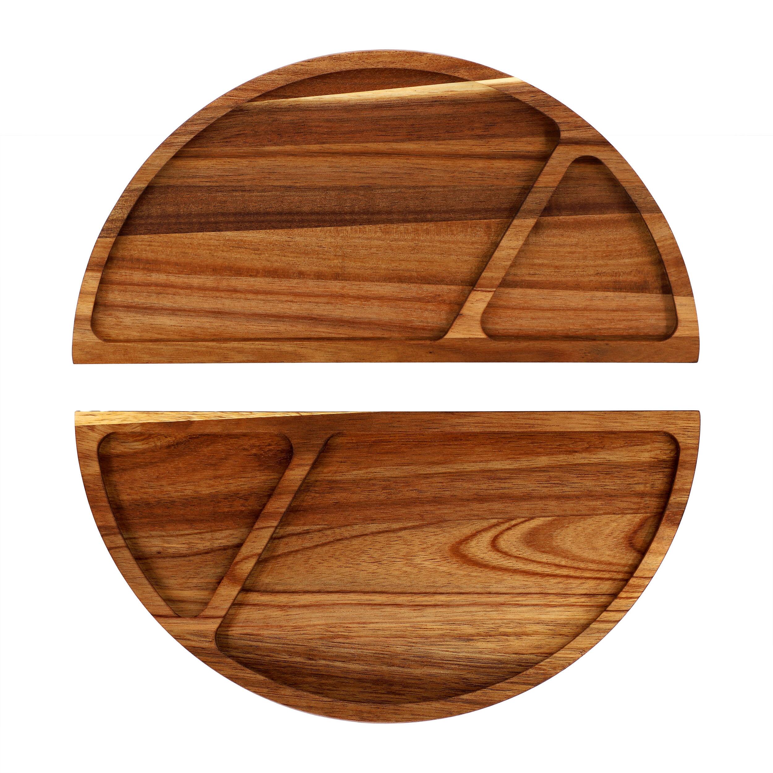 Alt View 4. MegaChef - MegaChef 3 Piece Acacia Wood Cutting Board with Maganitized Serving Board Platter - Brown.