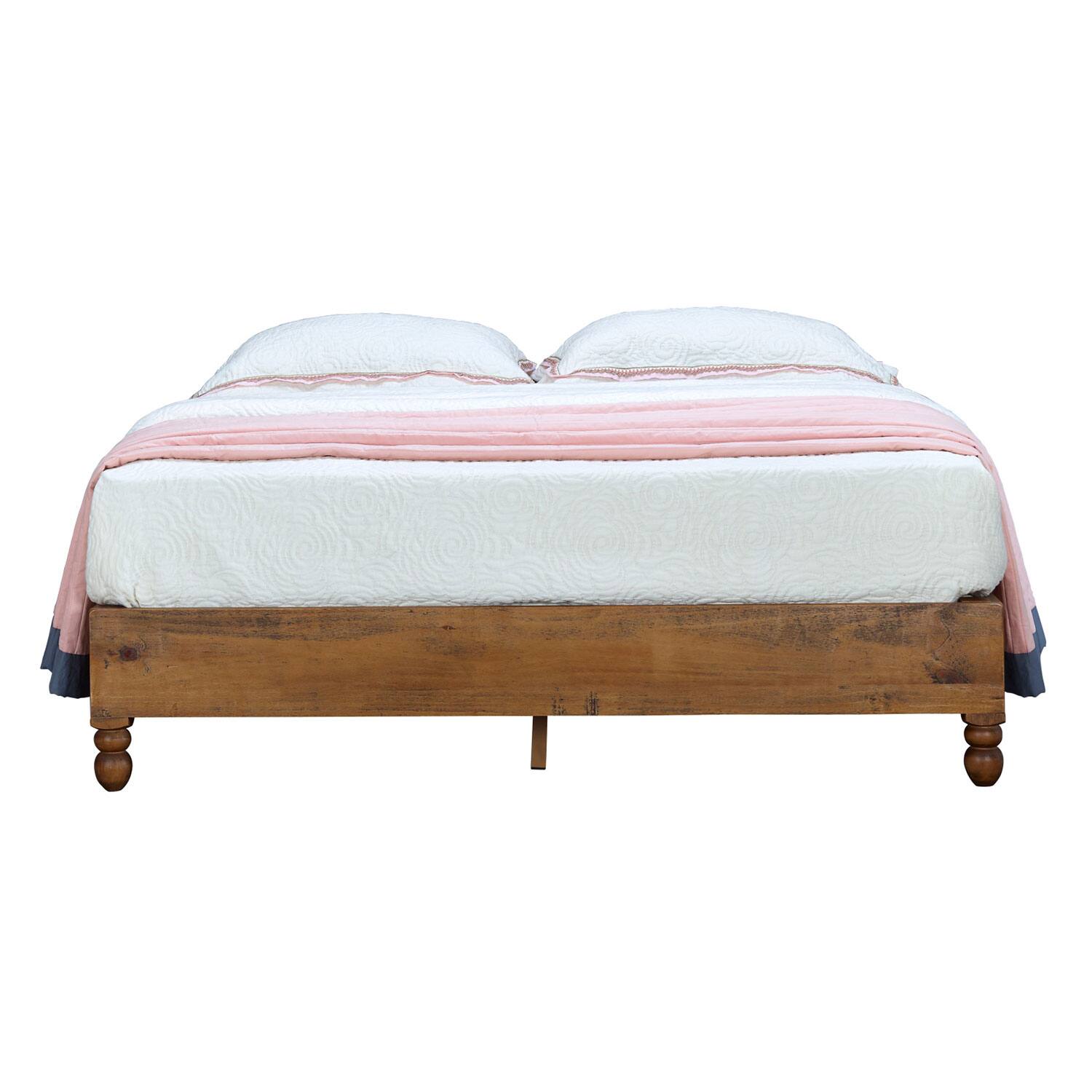Alt View 5. MUSEHOMEINC - MUSEHOMEINC 12 Inch Solid Pine Wood Platform Bed Frame with Wooden Slats, Queen - Teak.