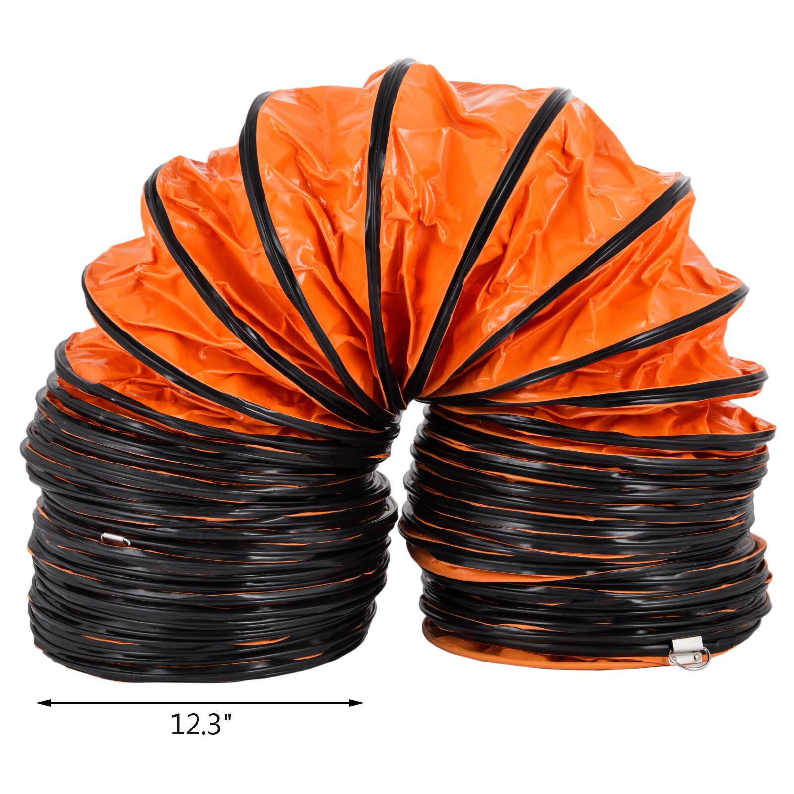 Alt View 4. VEVOR - Flexible PVC Ducting, 25 ft / 7.6 m, Portable High Performance PVC Duct Hosing, Fit for 12 Inch / 300 mm Diameter - Orange.