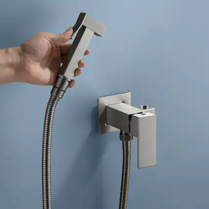 Front. Boyel Living - Brushed Bidet Sprayer Brass Hot Cold Water 1.2m SUS304 Explosion Proof Hose Dual Mode - Brushed Nickel.