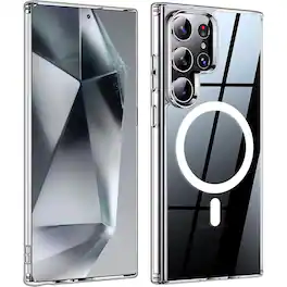 Entronix - Magnetic Case for Samsung Galaxy S25 Ultra - Slim Hard Back Protection - Clear