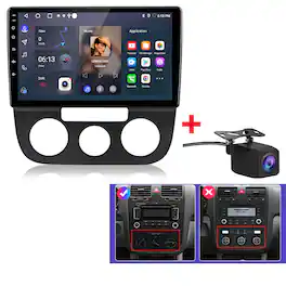 Junsun - For Volkswagen Jetta 5 2005-2010 Manual Backup Camera 2+64GB 10"Android 15 carplay Car Stereo Radio GPS Navi WIFI SWC - Black