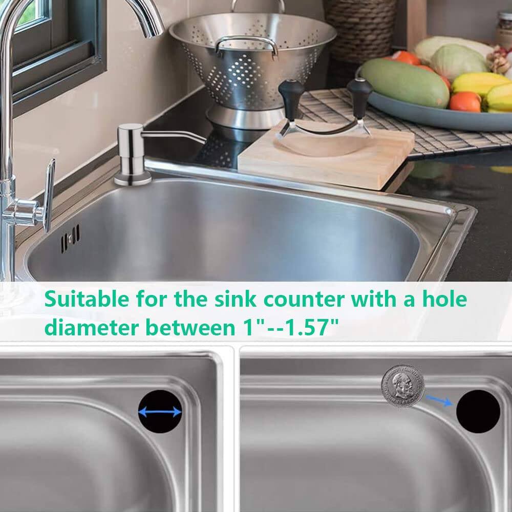 Dapper Styles Soap Dispenser For Kitchen Sink Built In brushed Nickel ...