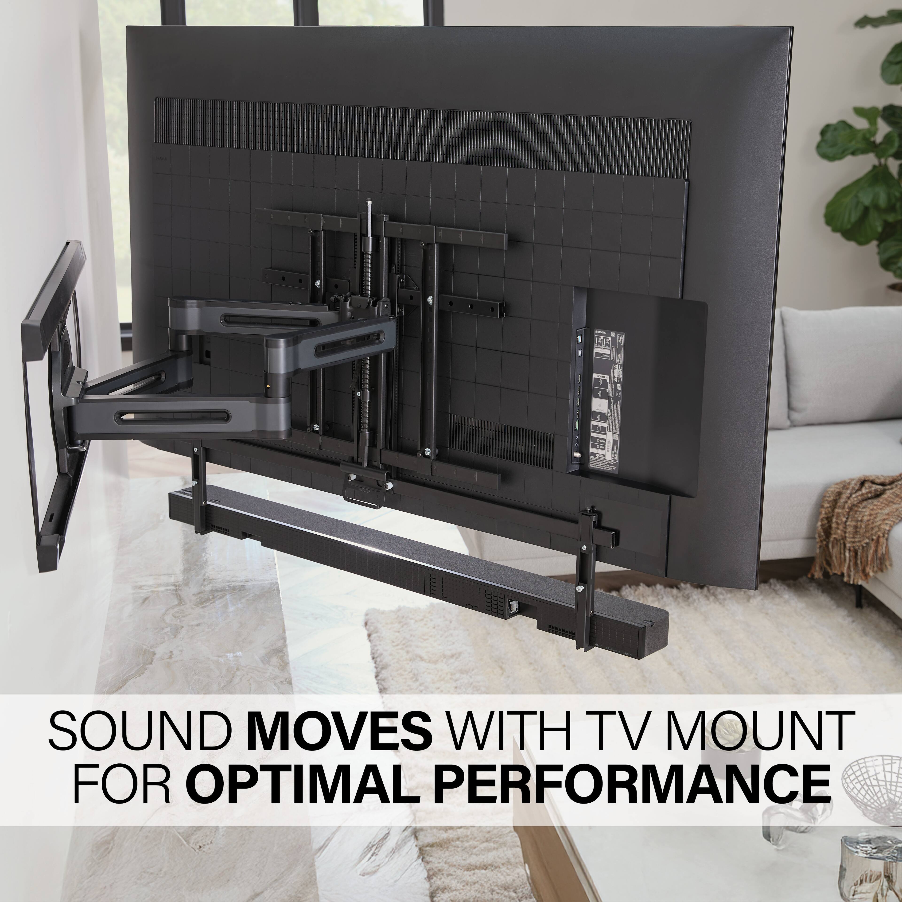 SOUND MOVES WITH TV MOUNT FOR OPTIMAL PERFORMANCE