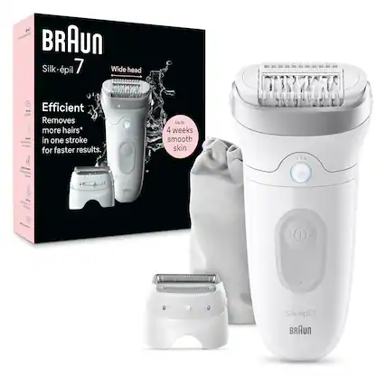 BRAUN Silk-épil 7 Wide head
Efficient
Removes more hairs* in one stroke for faster results.
Upto 4 weeks smooth skin
Silk-épil 7 BRAUN