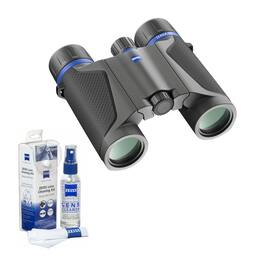 ZEISS - Terra ED 10x25 Pocket Binoculars (Black) Bundle with Lens Care Kit