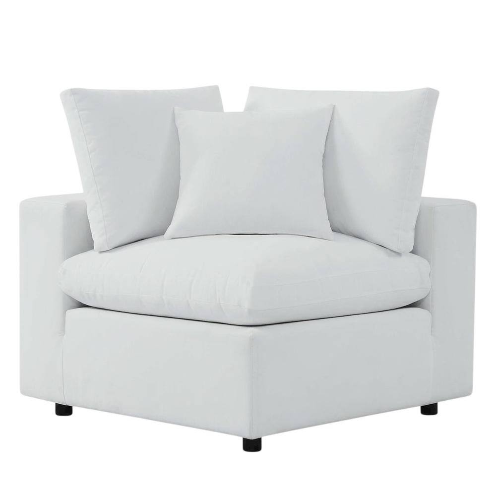 Front. Outdoor Escape - Outdoor Patio Corner Chair With Cushioned Seating And Sturdy Frame - White.