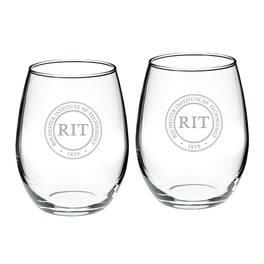 Jardine - Rochester Institute of Technology Tigers 21oz. 2-Piece Stemless Wine Glass Set - Multicolor