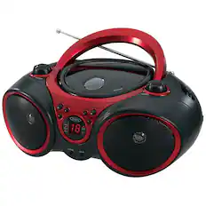 Front. Jensen - Sport Stereo CD Player with AM/FM - Black/Red.