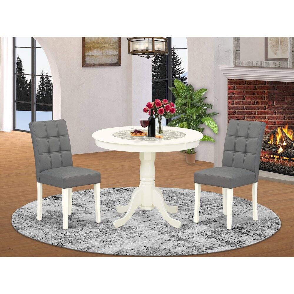 Alt View 7. East West Furniture - 3 Piece Kitchen Table Set consists A Wooden Table - White.