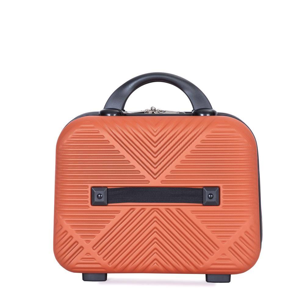 Alt View 2. BreeBe - 4-Piece ABS Lightweight Suitcase Set with 14-Inch Makeup Box and Aircraft Wheels - Dark Orange.