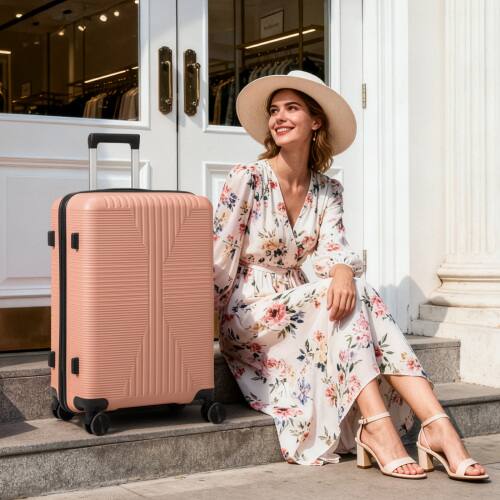 Alt View 10. Winado - 24" Hardshell Carry On Luggage with Spinner Wheels Lightweight PP Hardside Small Suitcase with Built-in Lock - Rose Gold.