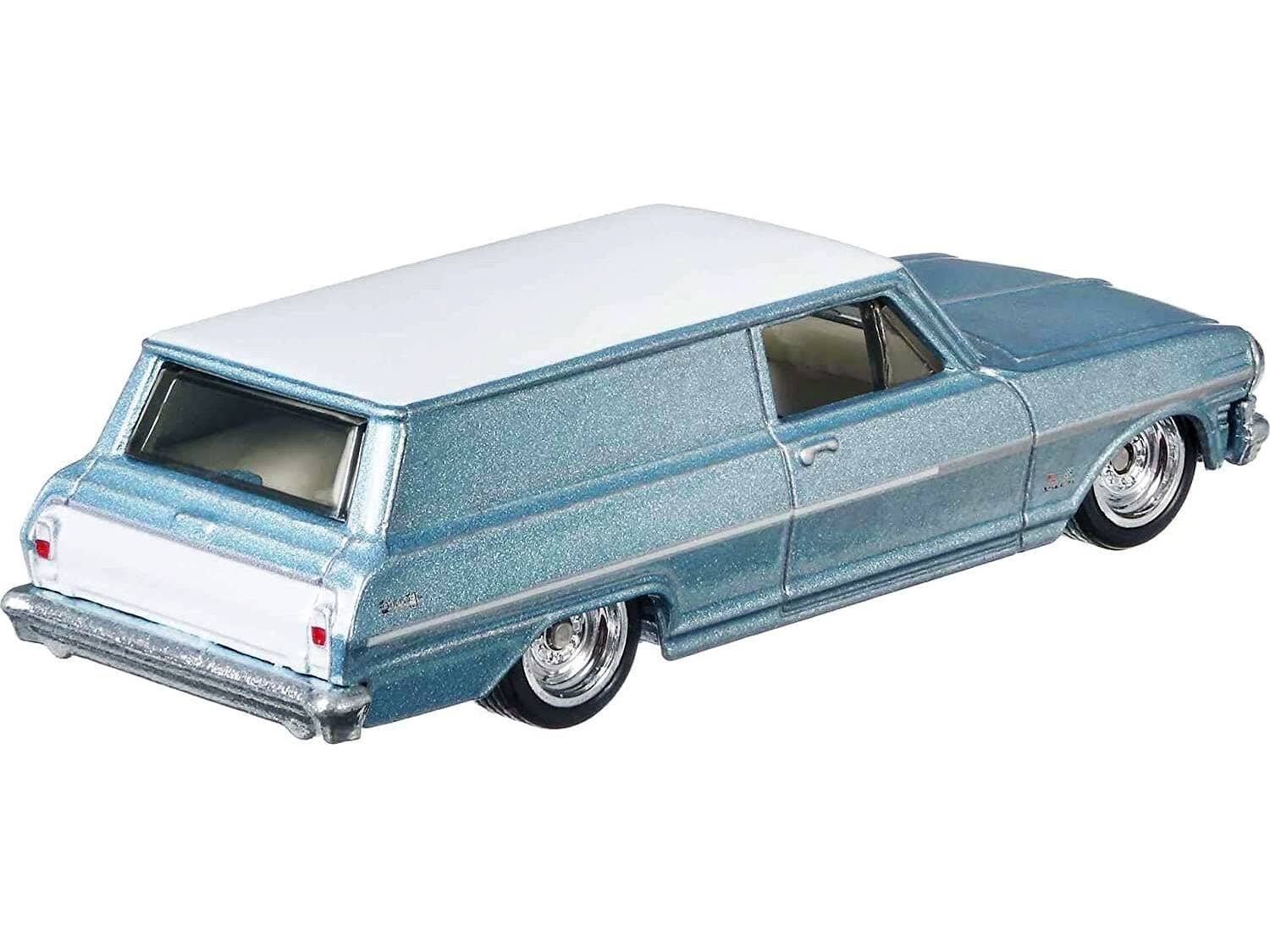 Alt View 2. Hot Wheels - 1964 Chevrolet Nova Panel Light Blue Metallic with White Top "Fast Wagons" Series Diecast Model Car by Hot Wheels.