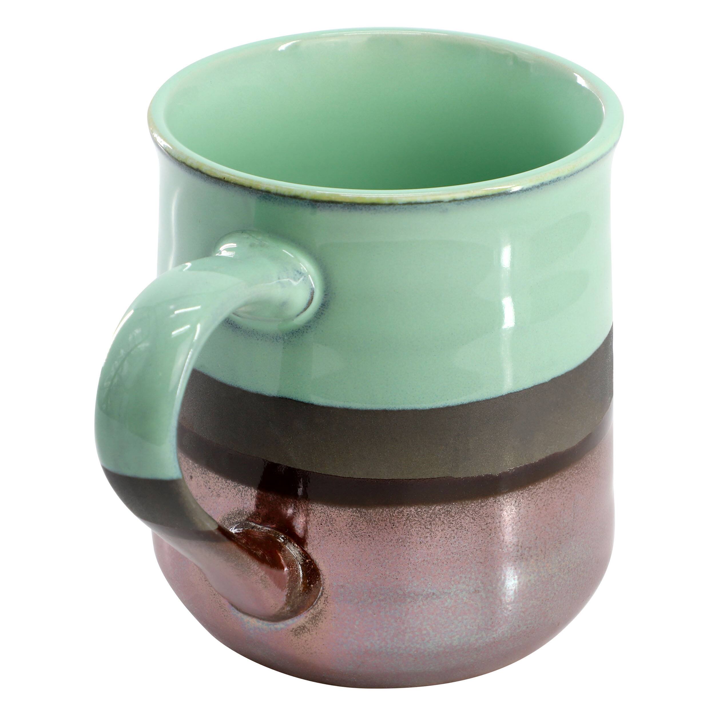 Alt View 2. Gibson - Gibson Home Copper Tonal 4 Piece 18 Ounce Stoneware Cup Set in Celadon - Celadon.
