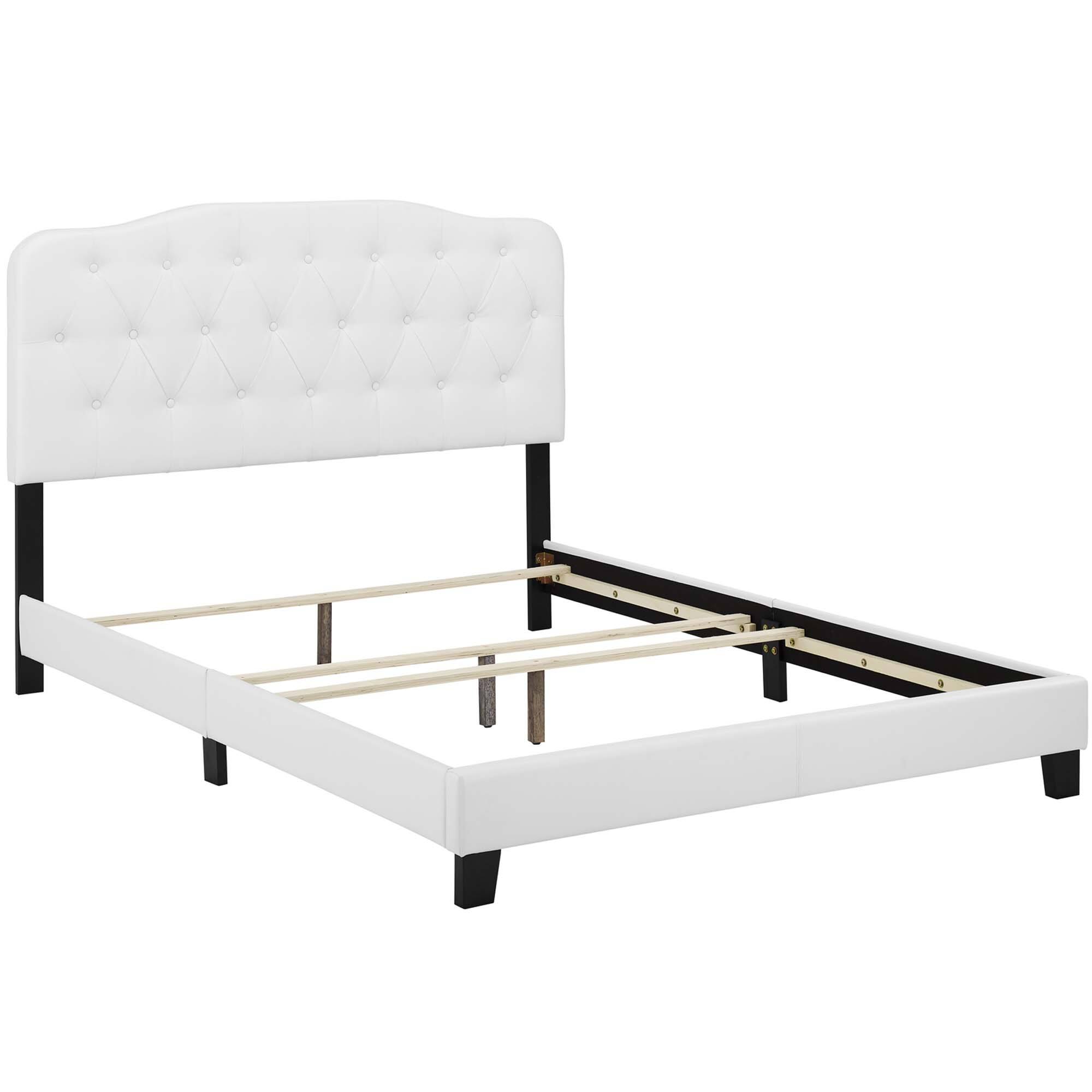 Left. Modway - Melanie Tufted Button Upholstered Fabric Full Platform Bed - White.