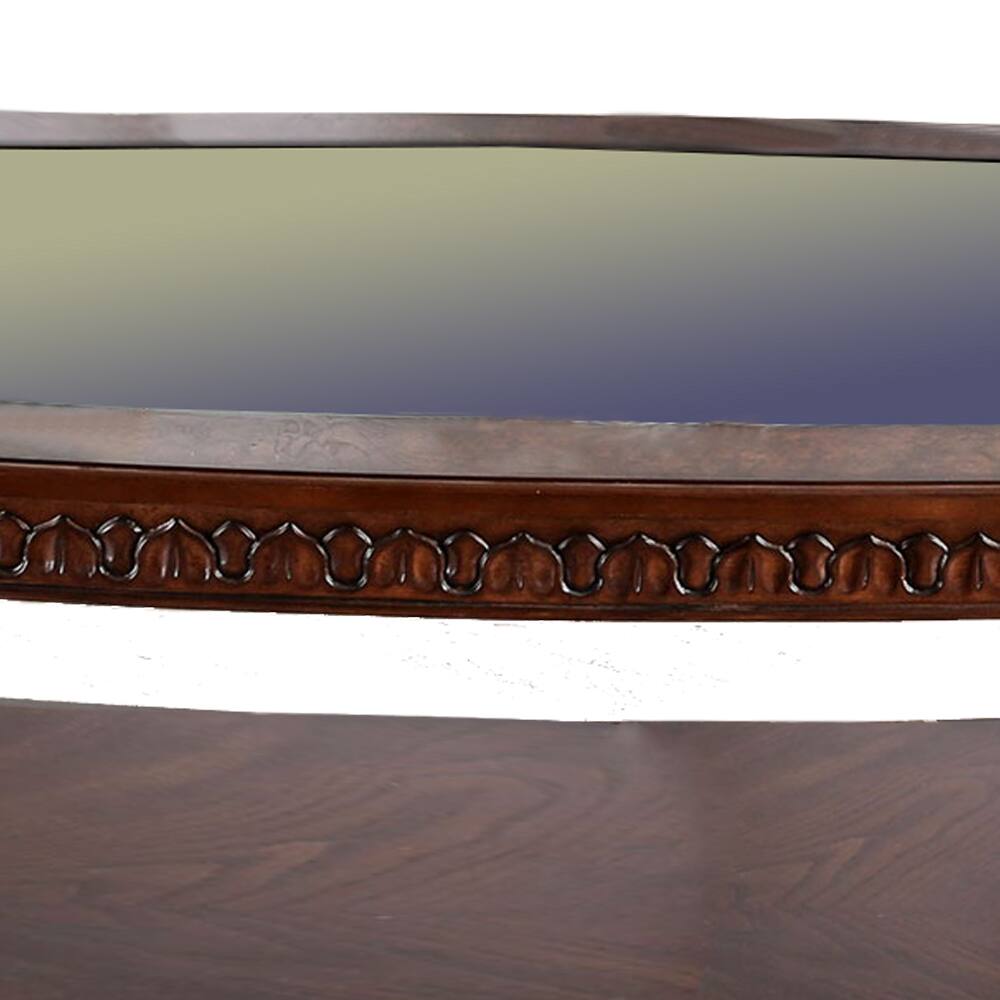 Alt View 3. Manhattan Lane - Traditional Coffee Table with Cabriole Legs and Wooden Carving - Brown.