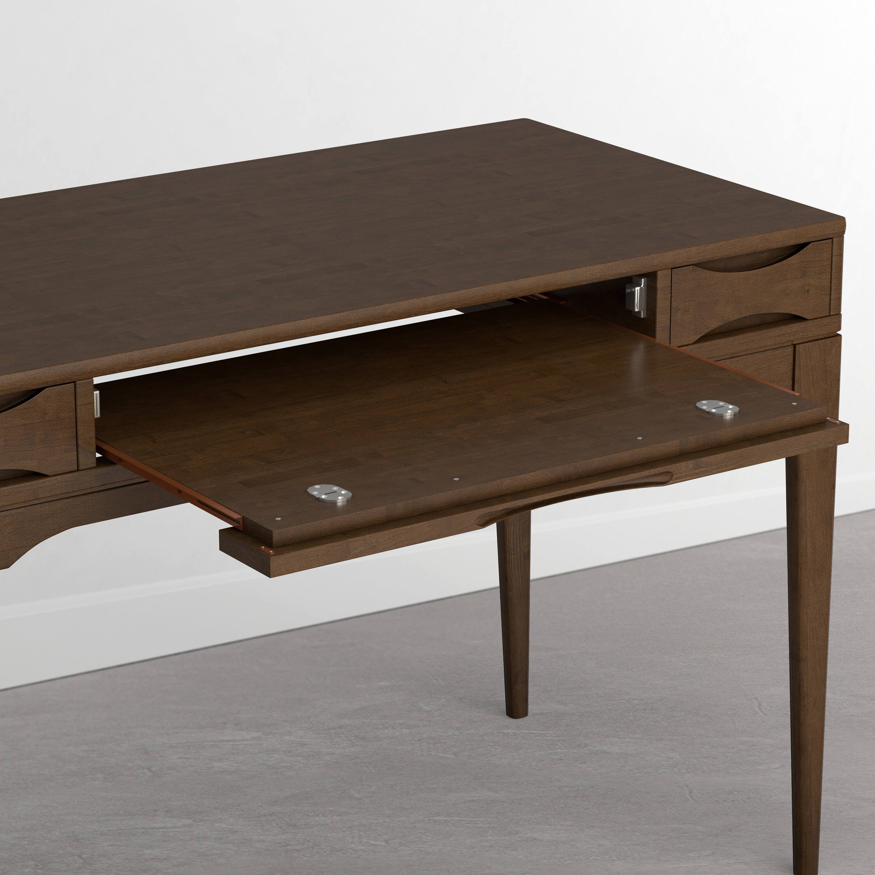 Alt View 1. Simpli Home - Harper 48 inch Wide Solid Wood Small Desk, Dark Brown Chestnut - Dark Brown Chestnut.