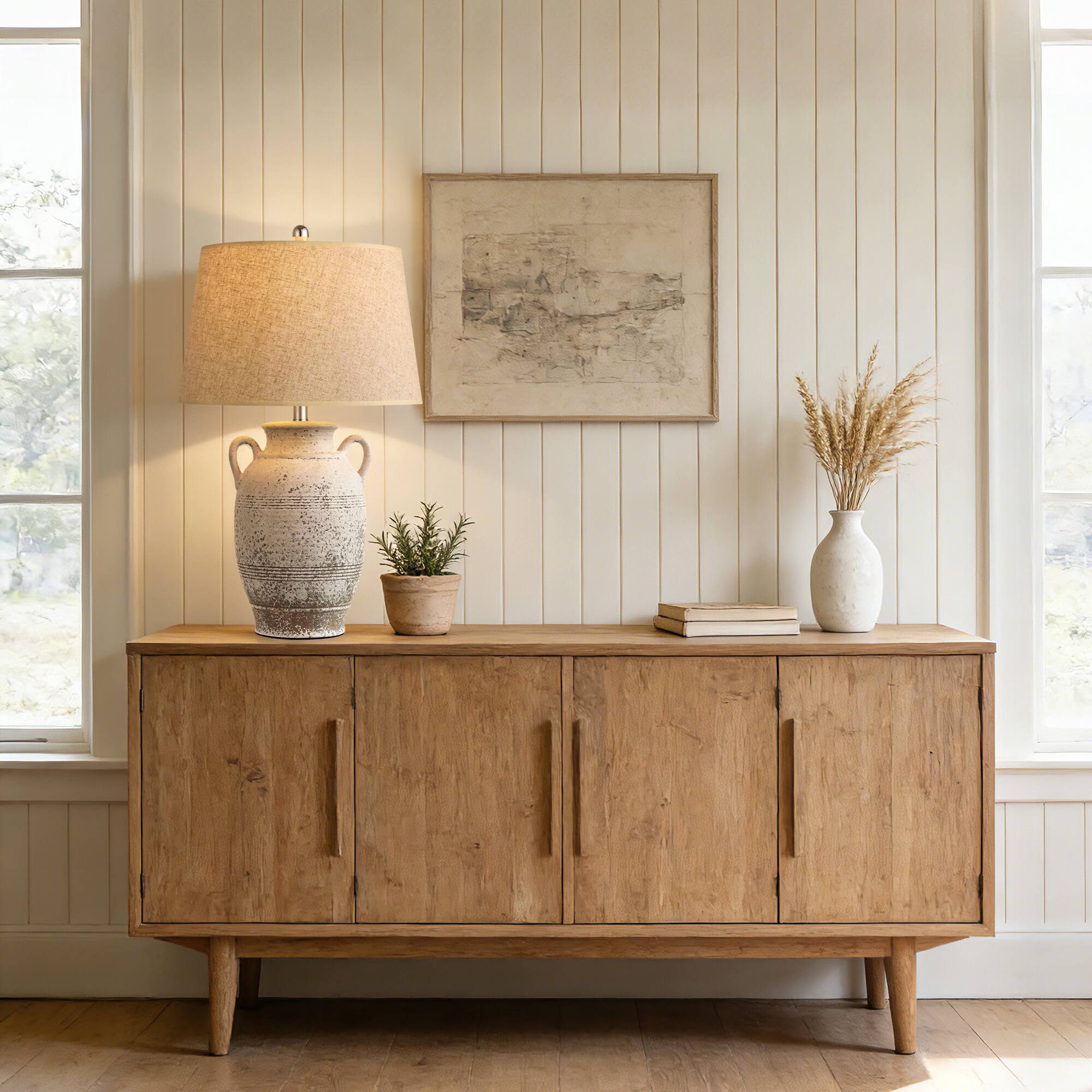 Alt View 3. partphoner - Rustic White Ceramic Table Lamp - Rustic White.