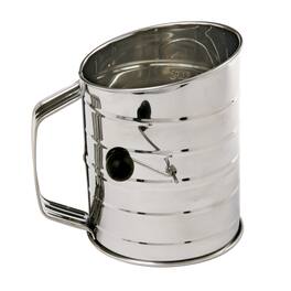 Norpro - 3-Cup Stainless Steel Rotary Flour Sifter, Hand Crank with 2 Wire Agitator - Silver