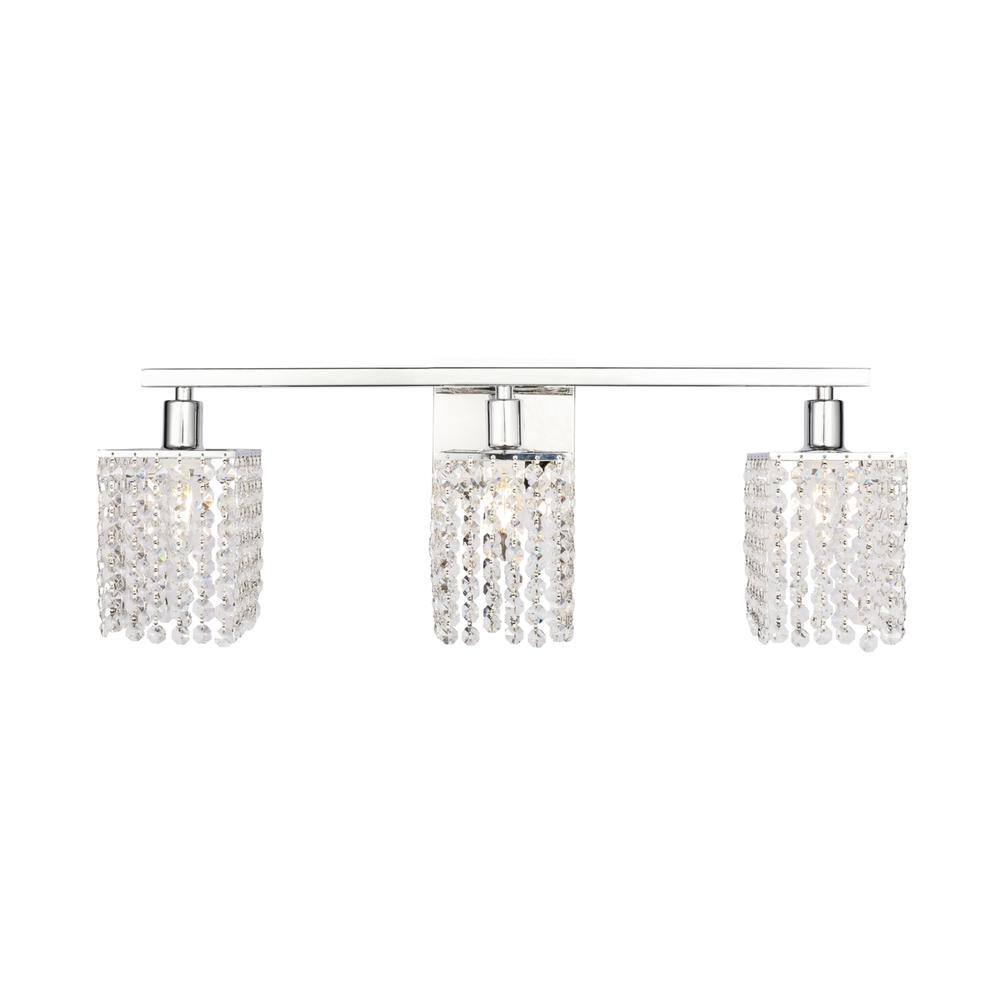 Alt View 9. Living District - Phineas 3 light Chrome and Clear Crystals wall sconce - Chrome And Clear Crystals.