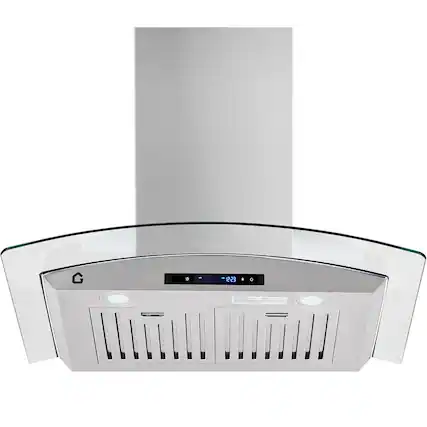 Front. Acekool - Wall Mount Range Hood 450CFM, Ducted/ Ductless Convertible for Kitchen - Silver.