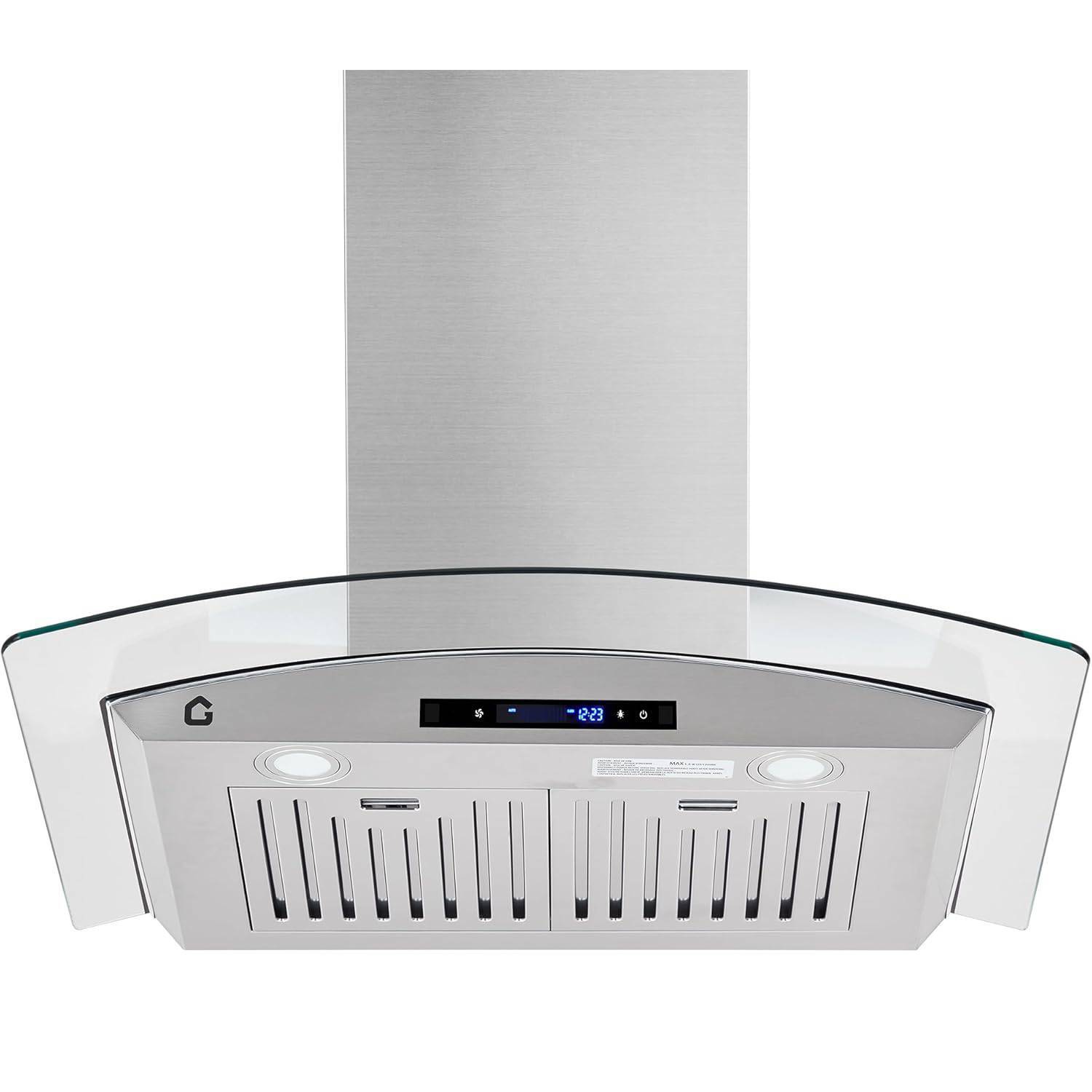 Front. Acekool - Wall Mount Range Hood 450CFM, Ducted/ Ductless Convertible for Kitchen - Silver.