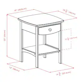 FurniFact - Mid Century Nightstand In Solid Wood Finish With Drawer And Shelf - Natural