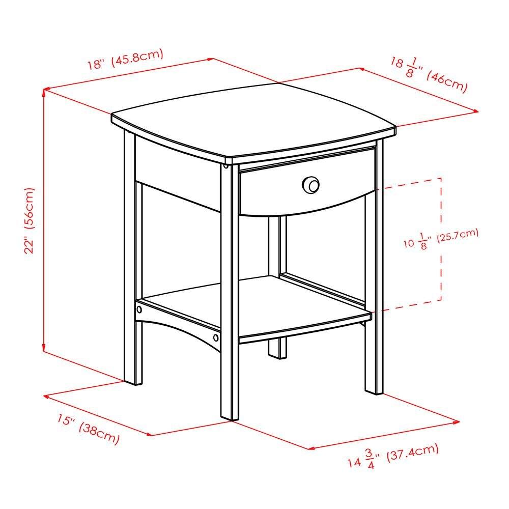 18" (45.8cm)  
18 1/8" (46cm)  
22" (56cm)  
10 1/8" (25.7cm)  
15" (38cm)  
14 3/4" (37.4cm)