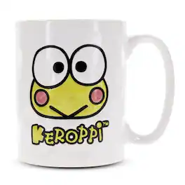 Silver Buffalo - Sanrio Keroppi Face Wax-Resist Ceramic Pottery Mug | Holds 17 Ounces - White