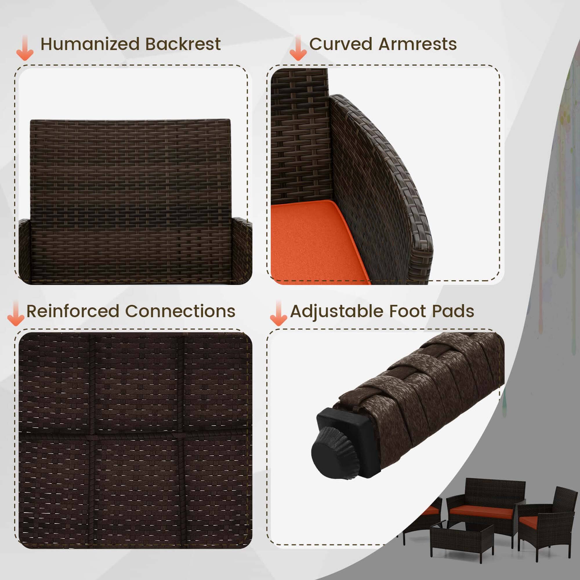 Humanized Backrest, Curved Armrests, Reinforced Connections, Adjustable Foot Pads