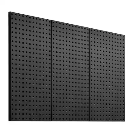Front. VEVOR - Metal Pegboard Panels, 24" x 12" Pegboard, 3 Panels, Heavy Duty Steel Peg Board Wall Organizer, for Living Room Garage - Black.