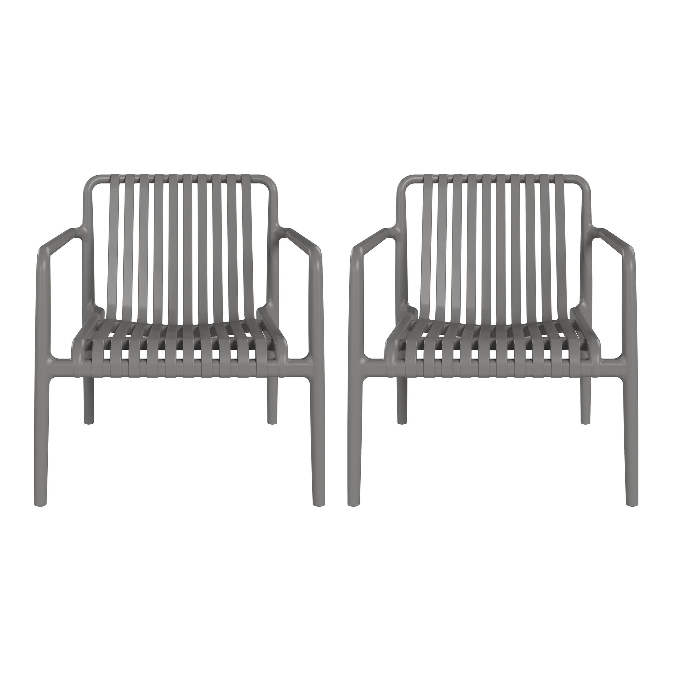 WestinTrends - Playa Outdoor Modern Stackable Plastic Patio Club Armchairs (Set of 2) - Charcoal Gray price history on PriceWatchPro