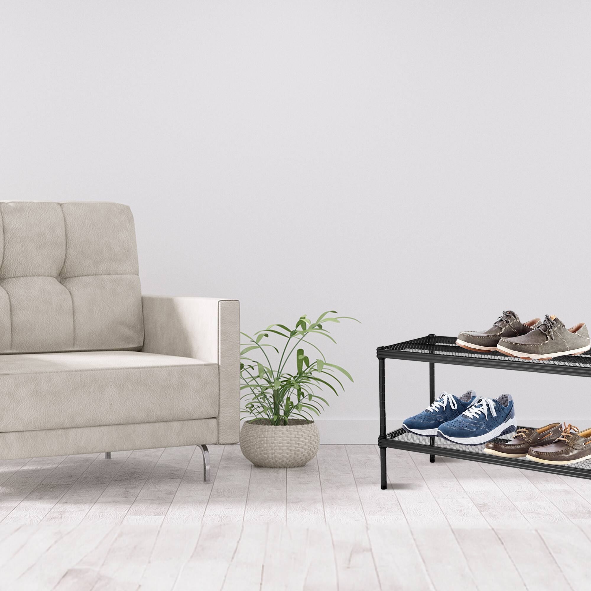 Alt View 1. Design Ideas - Design Ideas MeshWorks 2 Tier Full Size Metal Storage Shelving Unit Rack, Black - Black.