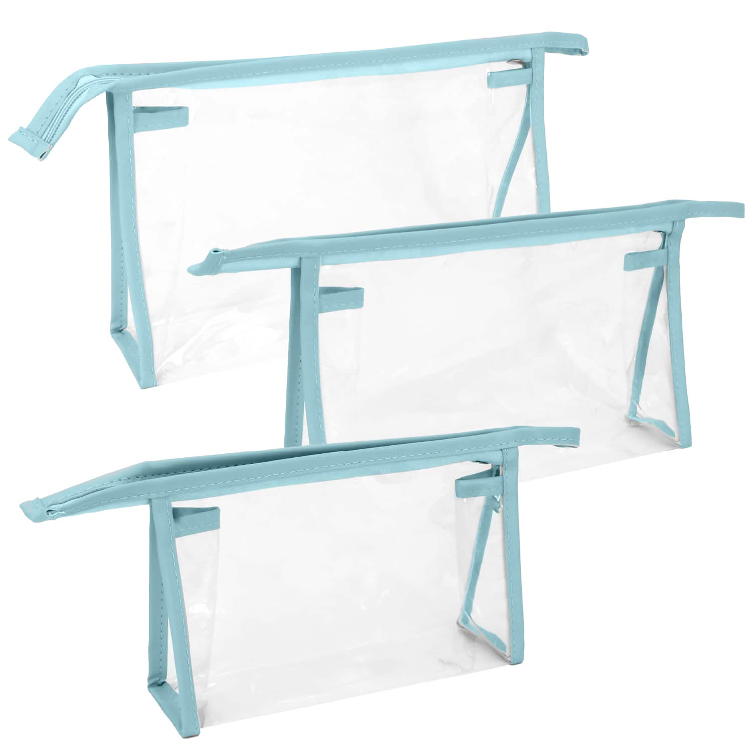Mber - 3 Pack TSA Approved Toiletry Bag, Clear Makeup Bag, Clear Toiletry Bag, Travel Makeup Bag Clear Cosmetic Bags - Blue