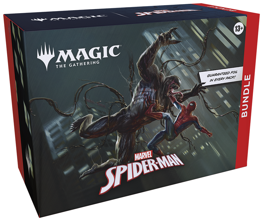 MAGIC THE GATHERING  
13+  
SPIDER-MAN  
GUARANTEED FOIL IN EVERY PACK!  
BUNDLE  
MARVEL