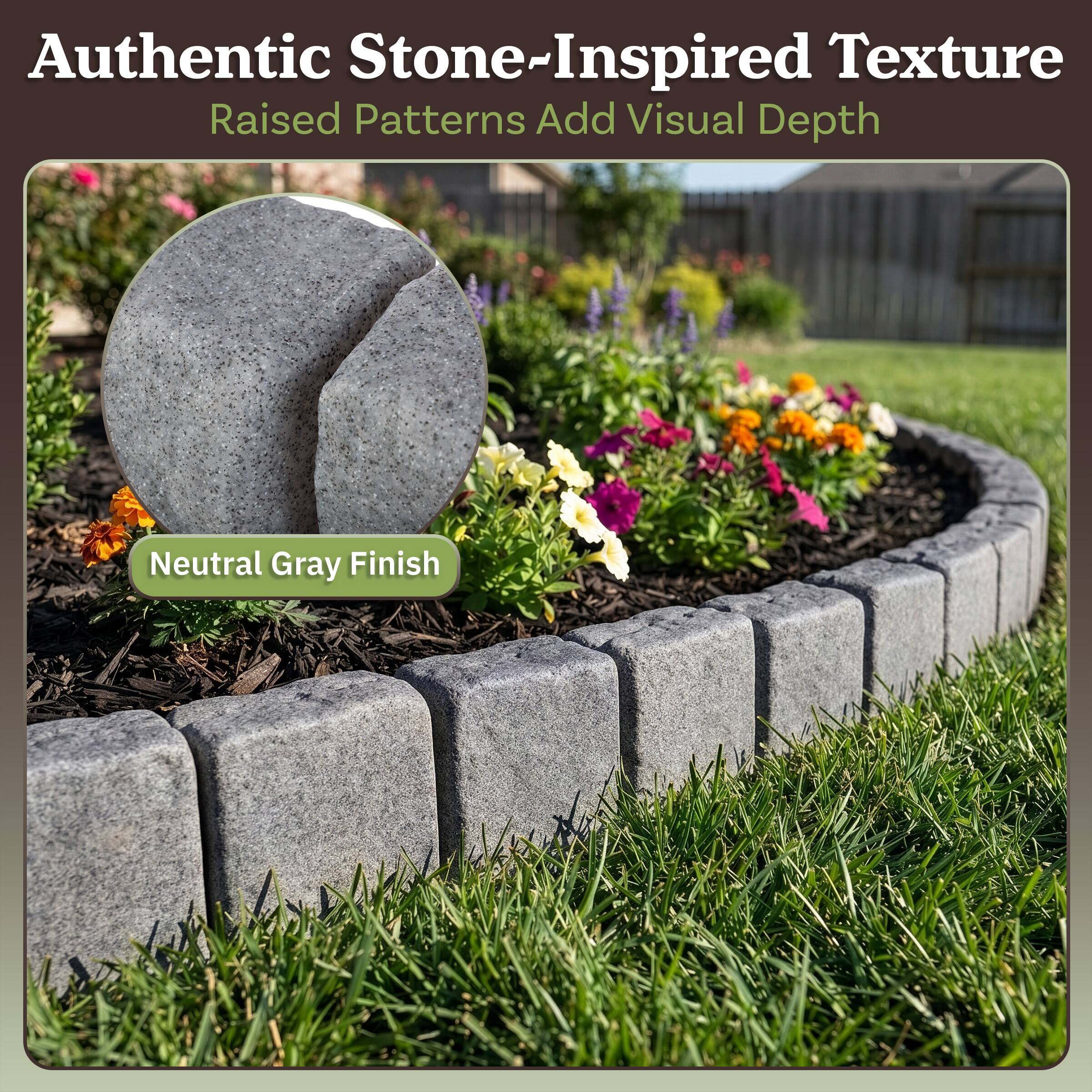 Authentic Stone-Inspired Texture  
Raised Patterns Add Visual Depth  
Neutral Gray Finish