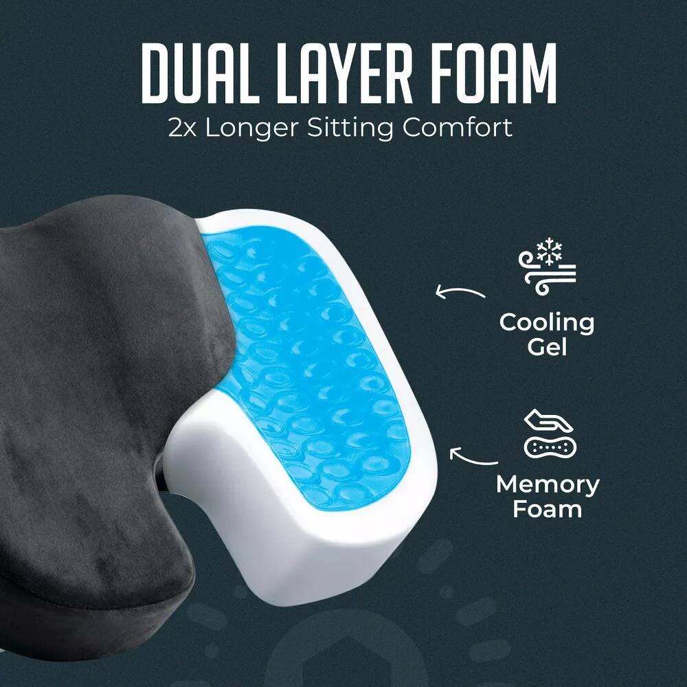DUAL LAYER FOAM  
2x Longer Sitting Comfort  
Cooling Gel  
Memory Foam