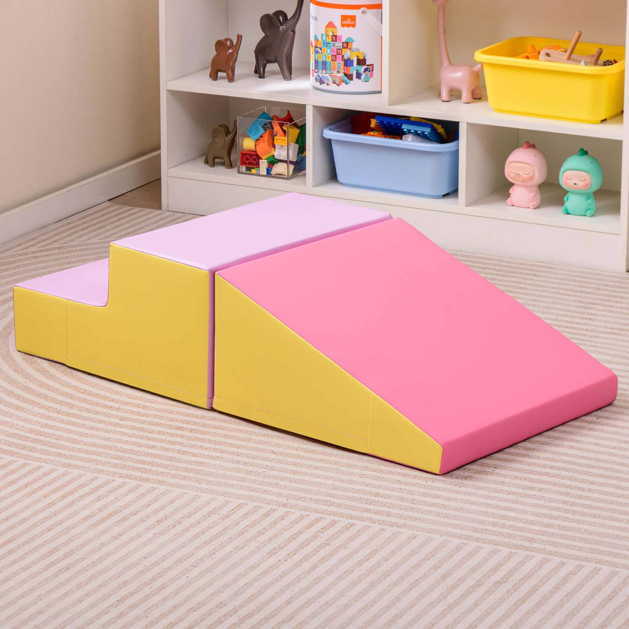 Alt View 1. Costway - Costway Step and Slide Climber for Infants and Toddlers Baby Soft Foam Structure Blocks - Yellow.