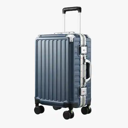 Front. LUGGEX - LUGGEX Carry On Aluminum Frame Zipperless Polycarbonate Spinner Hard Shell Suitcase - ZX-Core - Blue.