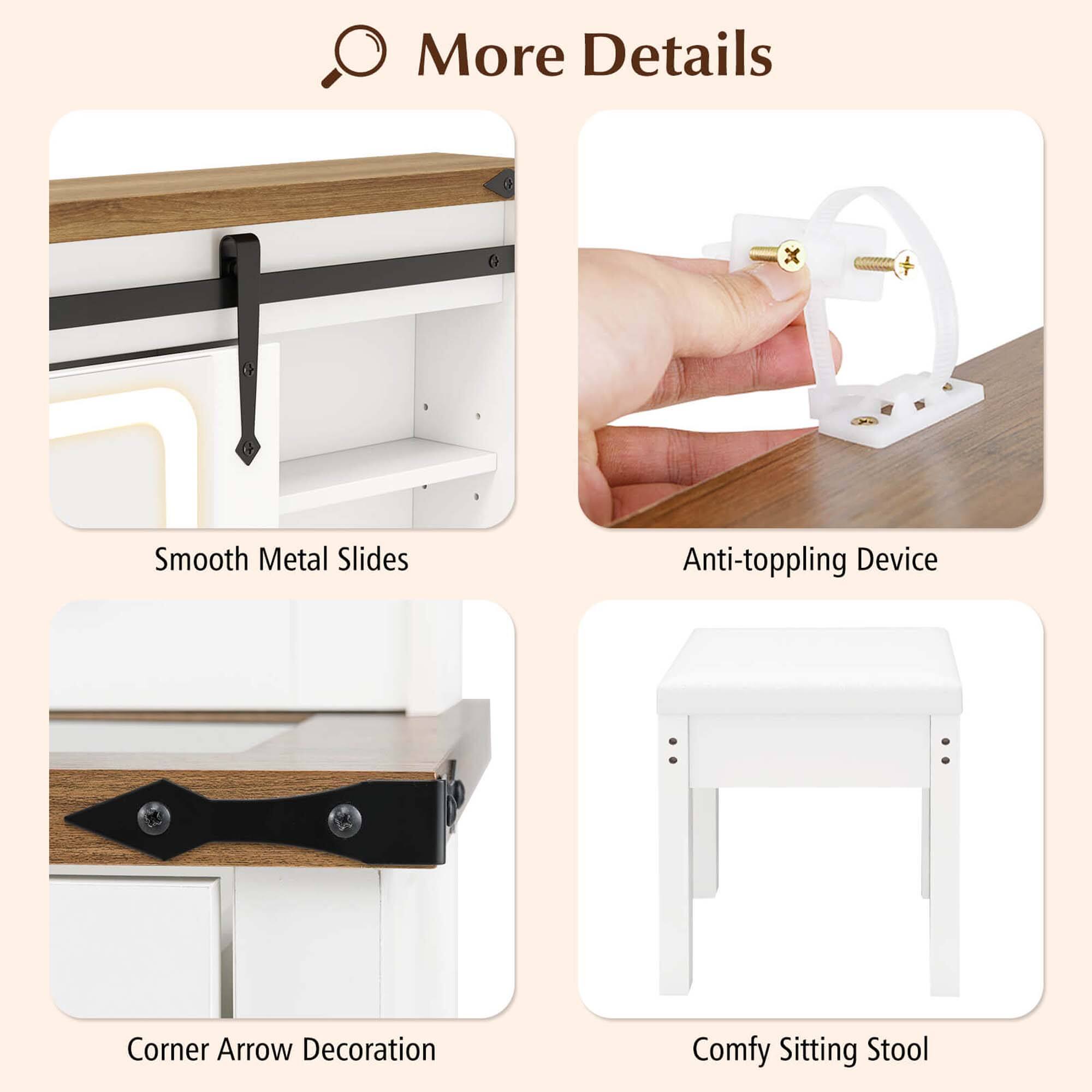 More Details

- Smooth Metal Slides
- Anti-toppling Device
- Corner Arrow Decoration
- Comfy Sitting Stool