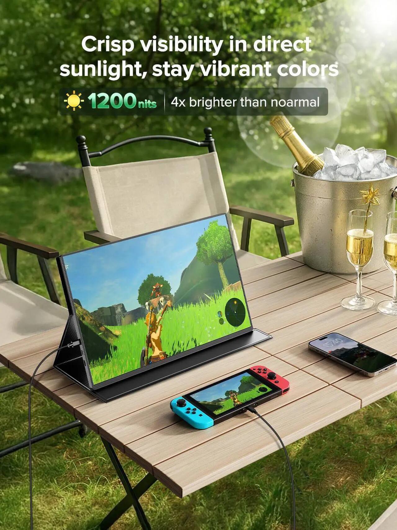 Crisp visibility in direct sunlight, stay vibrant colors  
1200 nits  
4x brighter than normal